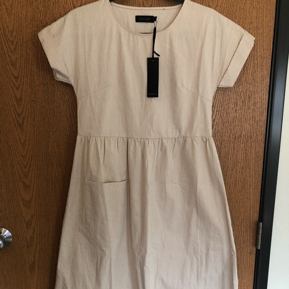 Rollee Cream and White Pocket Dress